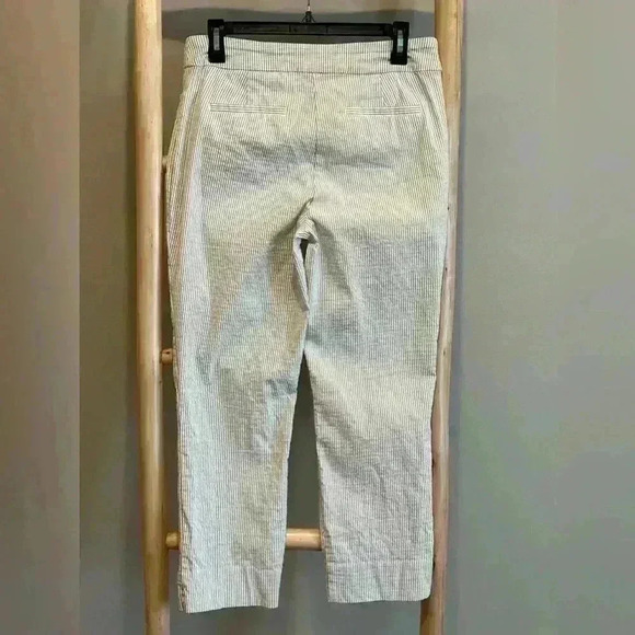 ✨Hilary Radley Women's Seersucker Pull-On Ankle Pants medium Blue Stripe Stretch - Picture 2 of 10